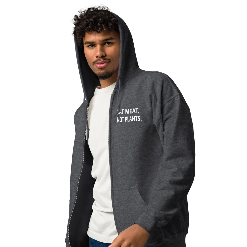 Unisex heavy blend zip hoodie-white small font - back print