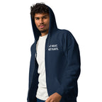 Unisex heavy blend zip hoodie-white small font - back print