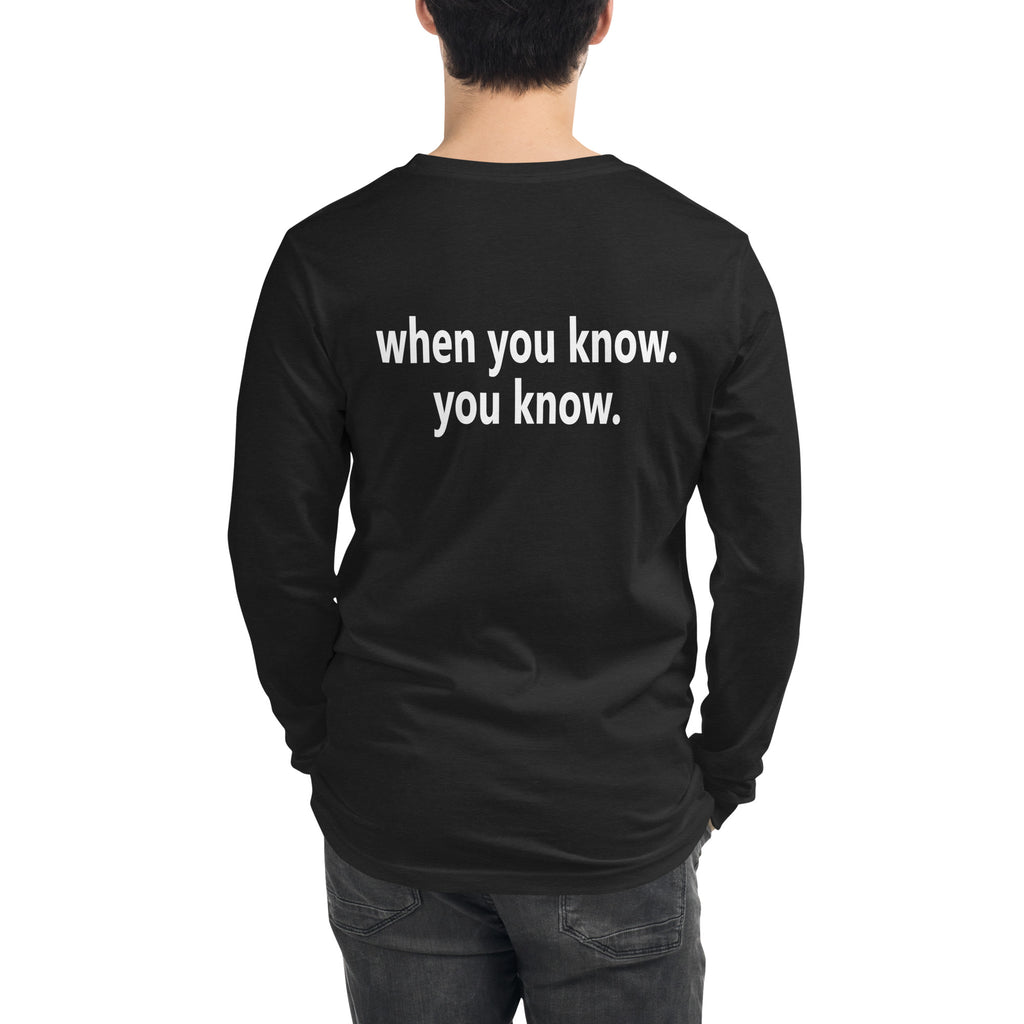 Unisex Long Sleeve Tee - white small font - back print