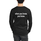Unisex Long Sleeve Tee - white small font - back print