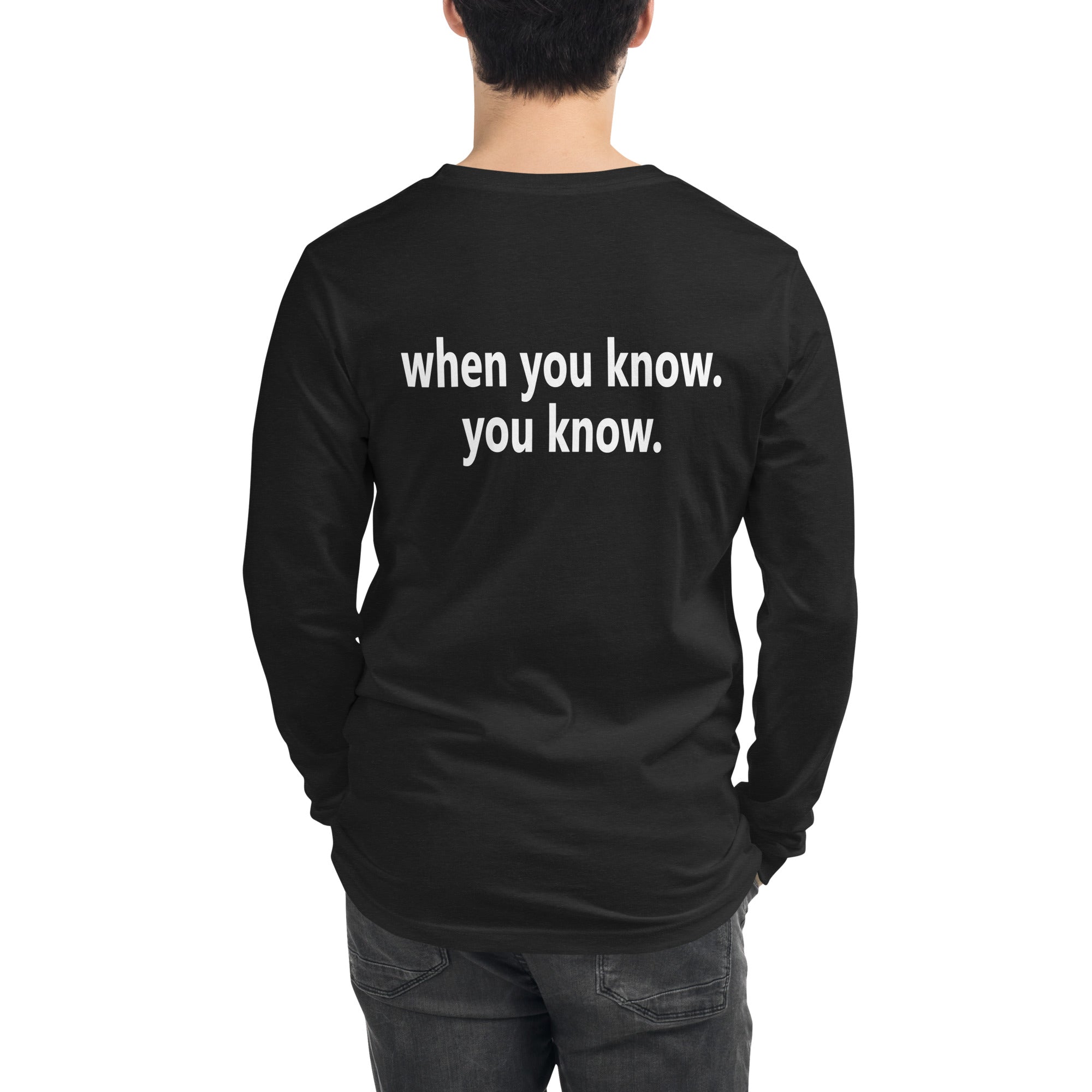 Unisex Long Sleeve Tee - white small font - back print