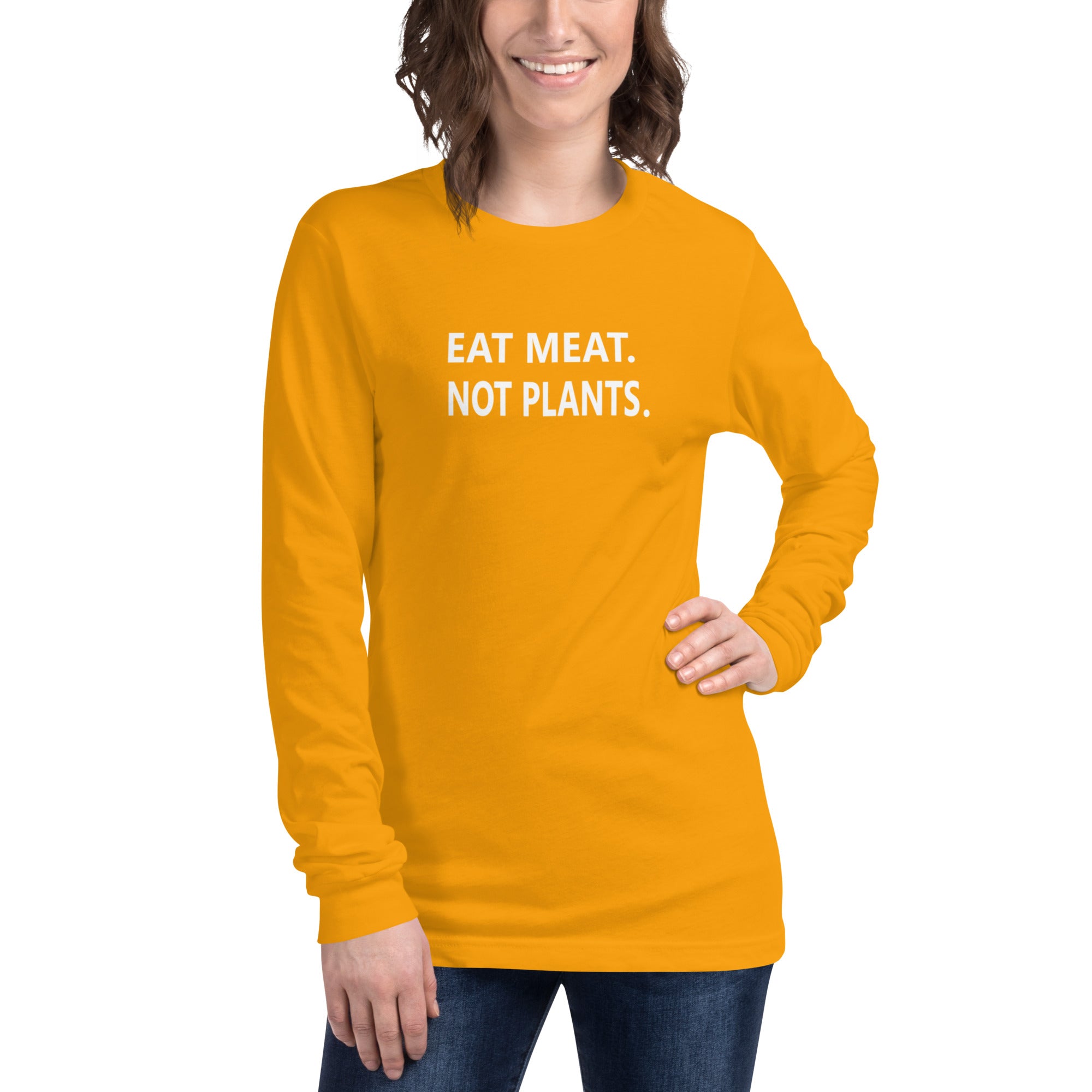 Unisex Long Sleeve Tee - white small font - back print