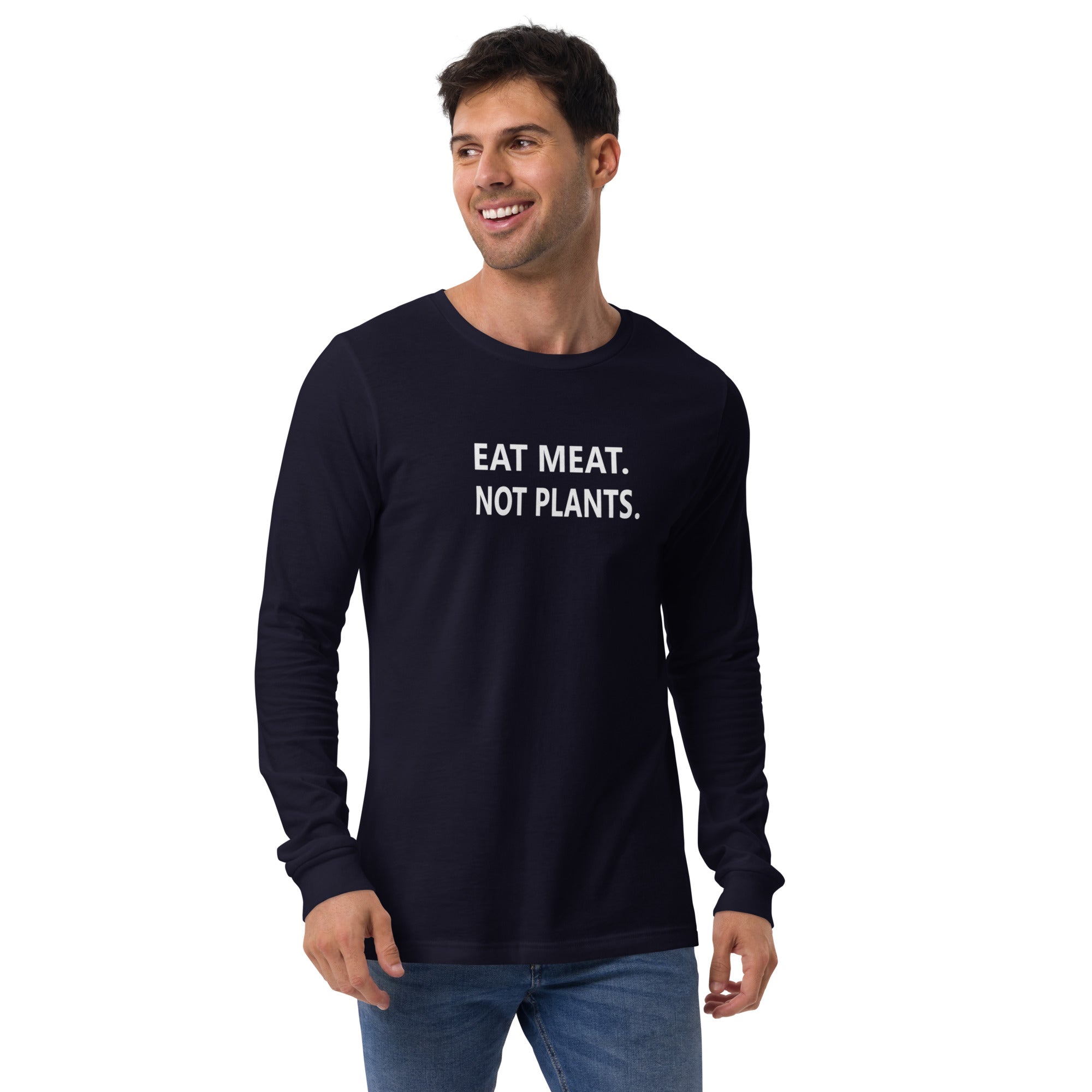 Unisex Long Sleeve Tee - white small font - back print