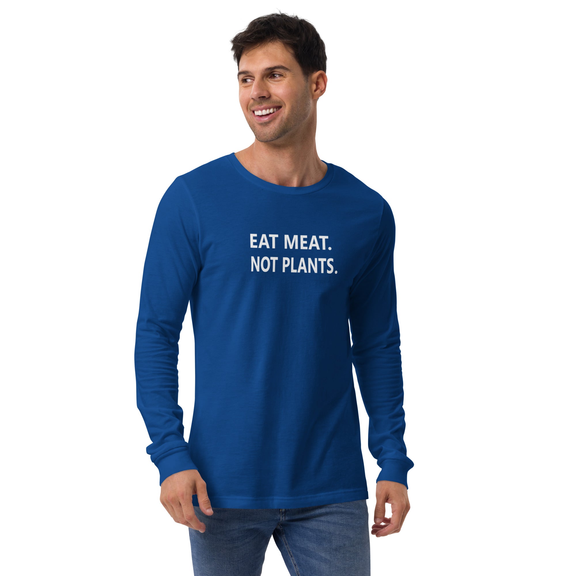 Unisex Long Sleeve Tee - white small font - back print