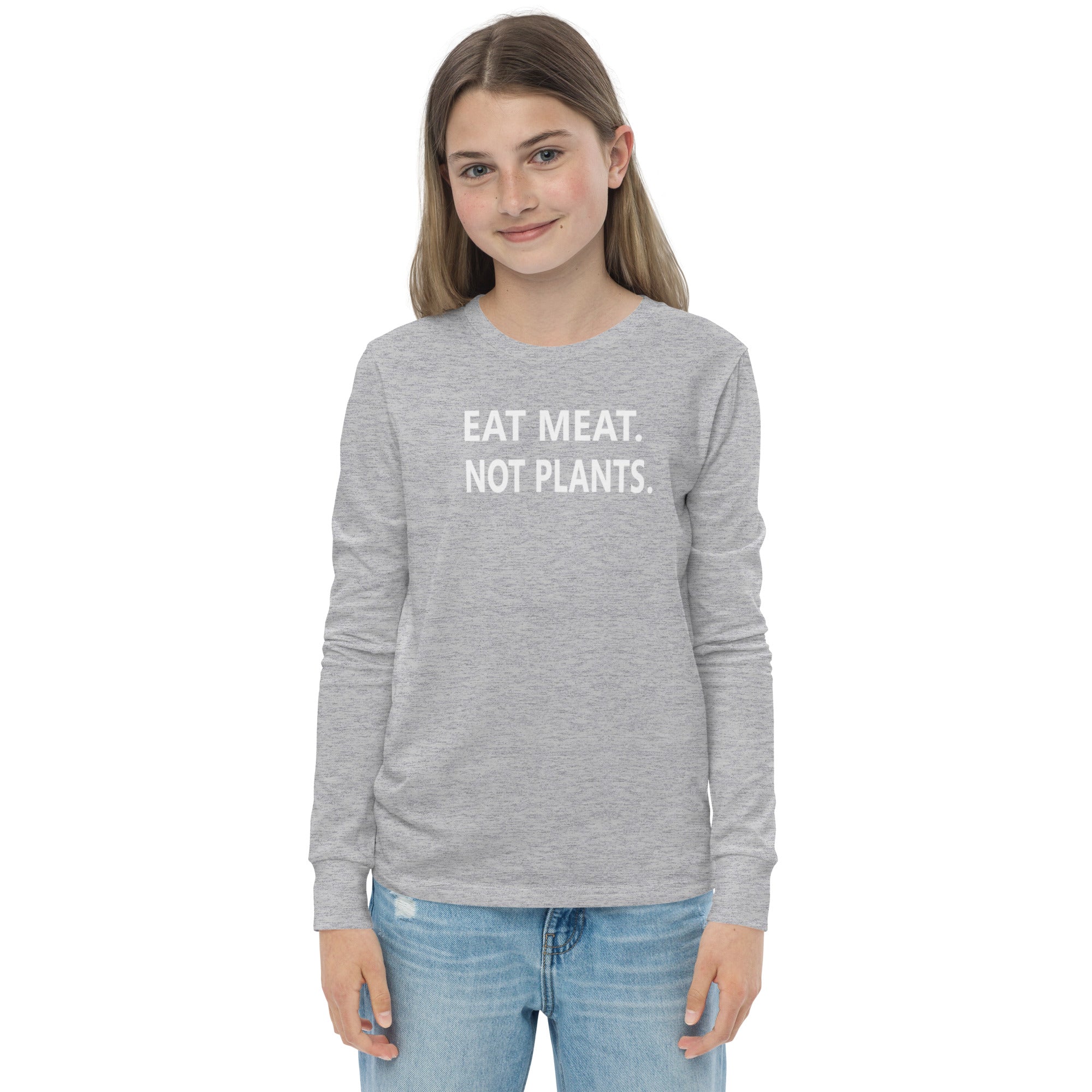 Youth long sleeve tee - white font