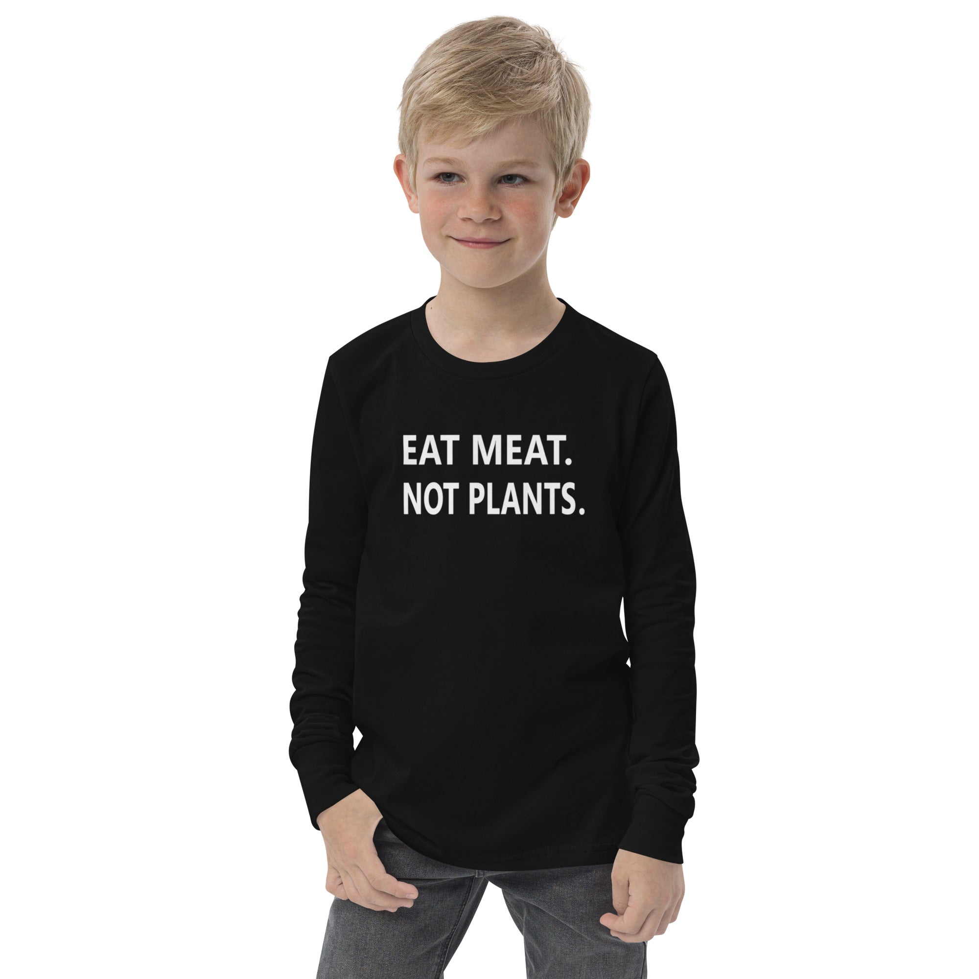 Youth long sleeve tee - white font
