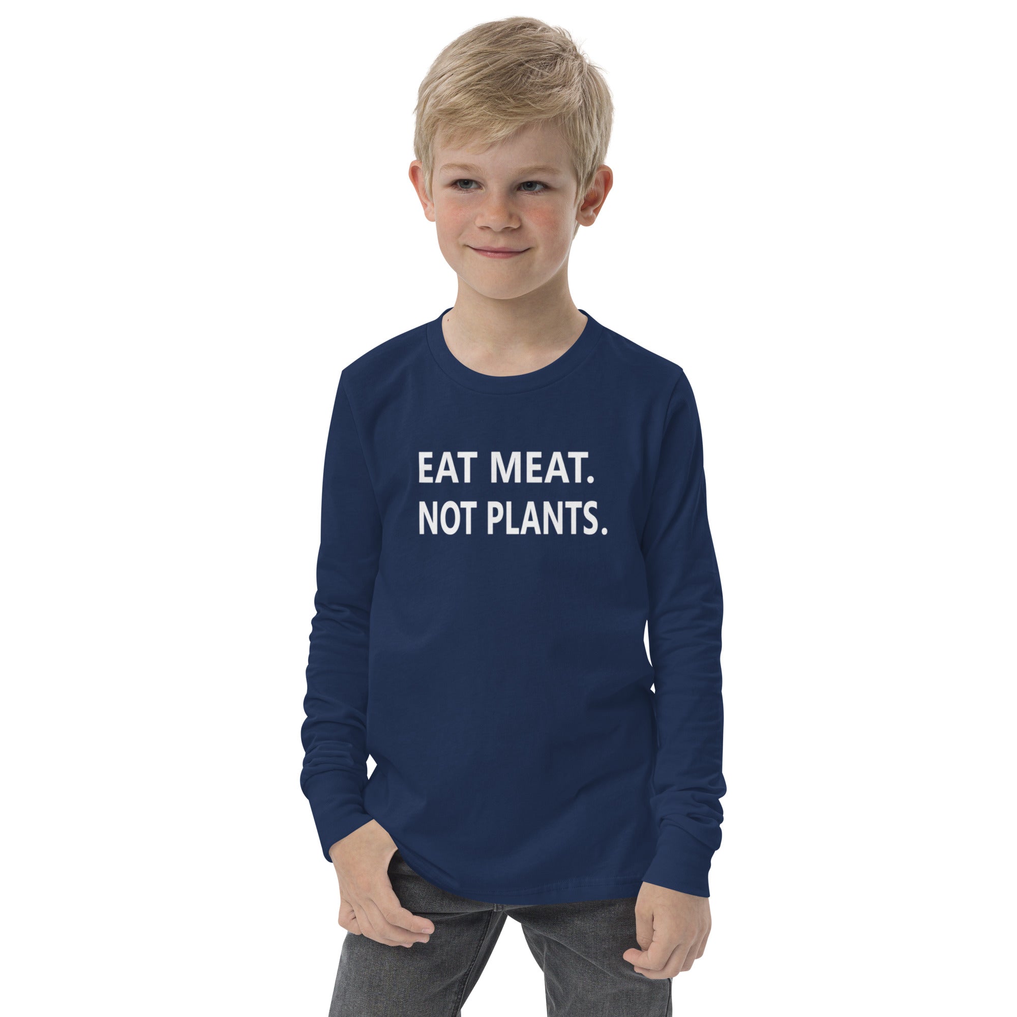 Youth long sleeve tee - white font