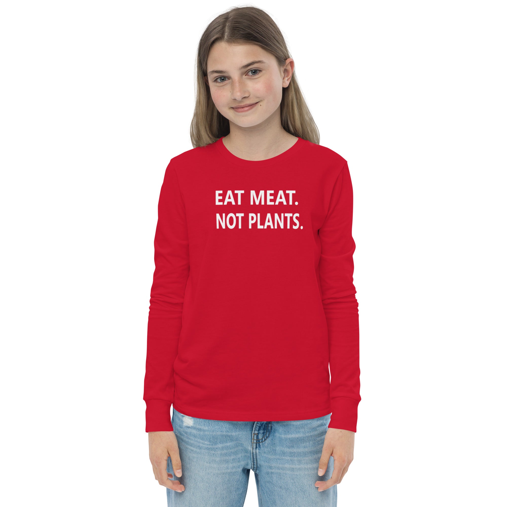 Youth long sleeve tee - white font